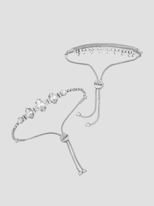 Juego De Pulseras Con Deslizador En Tono Plateado Guess Silver