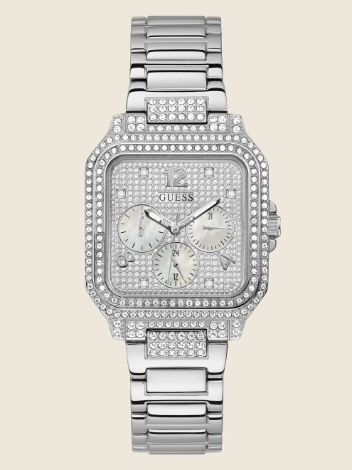 Reloj Multifunción Cuadrado Plateado Silver Guess