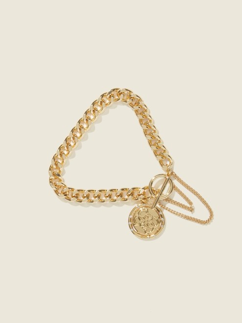 Pulsera Con Dije Del Logo En Tono Dorado Guess Gold
