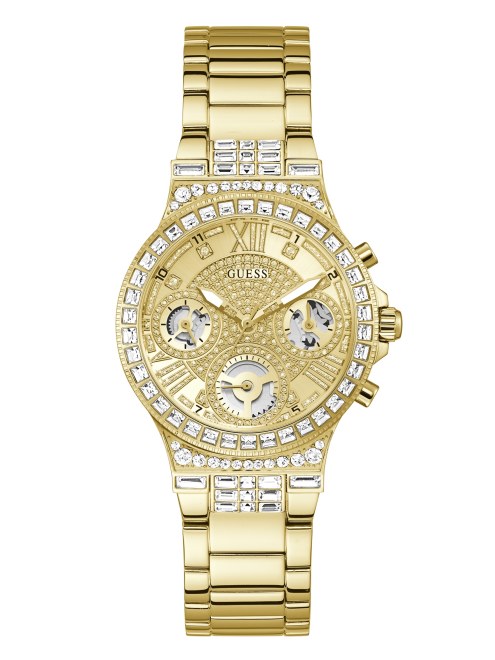 Reloj Multifunción Guess Dorado Y Strass Multi