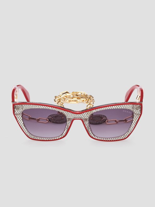 Guess Gafas De Sol Ojos De Gato De Plastico Metalizado Rojo
