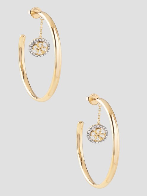 Pendientes De Aro Quattro G En Tono Dorado Con Circonita Cúbica Adivinar Oro Amarillo