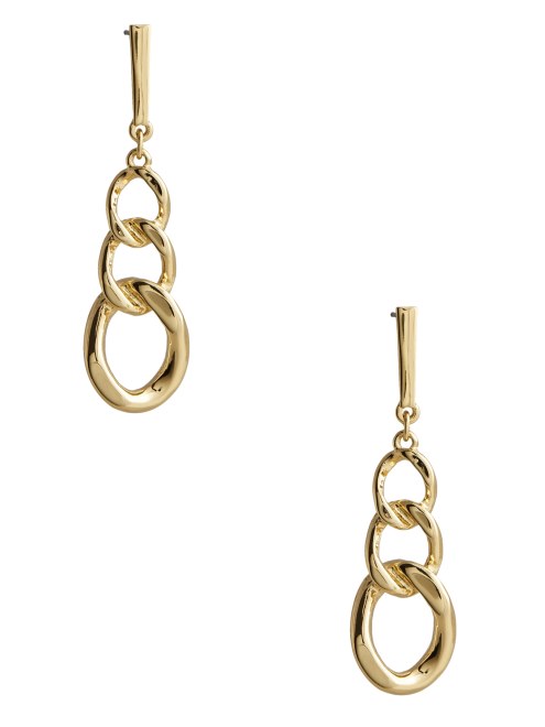Pendientes Lineales De Cadena Dorada Guess Gold