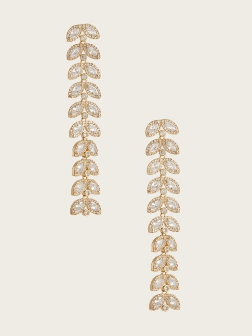 Arete De Hoja De Cristal Enchapado En Oro De 14k