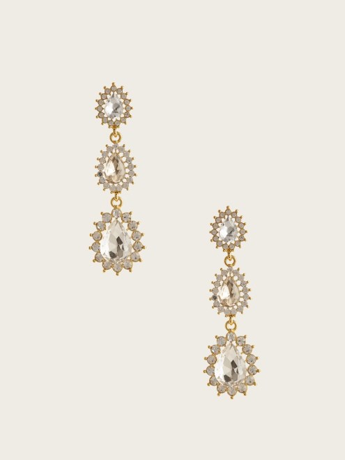 Arete En Forma De Lágrima Con Halo Chapado En Oro De 14k De Guess Gold