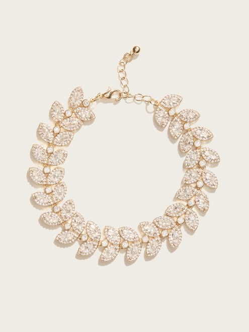 Guess Pulsera De Hoja De Cristal Chapada En Oro De 14k Oro