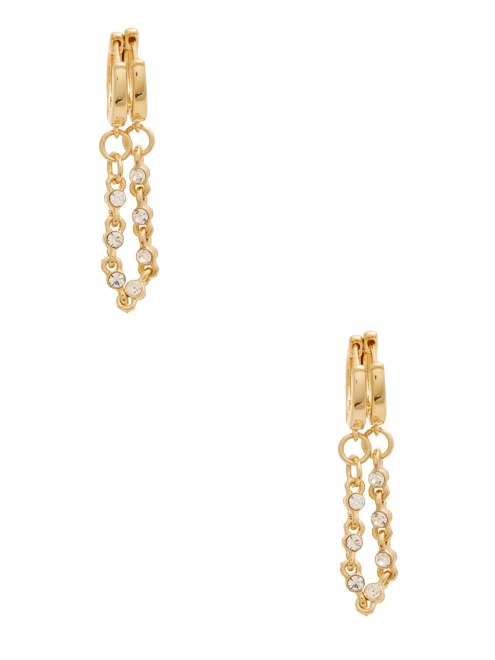 Pendiente De Aro Doble Huggie Chapado En Oro De 14kt Guess Gold