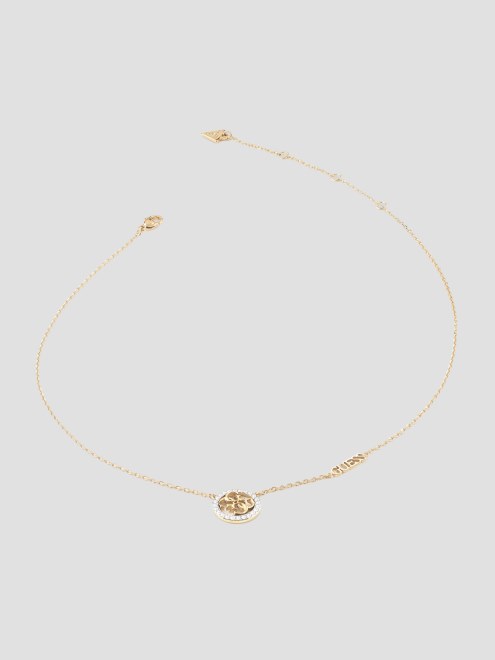 Collar Guess Dorado Con Moneda Cz Quattro G En Oro Amarillo
