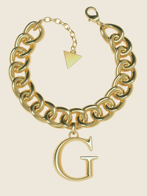 Pulsera De Cadena Curva Con Logo G En Tono Dorado Guess Con Logo Dorado