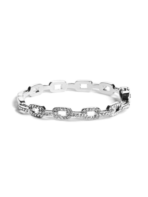 Brazalete De Eslabones De Cadena De Diamantes De Imitacion De Plata Adivinar