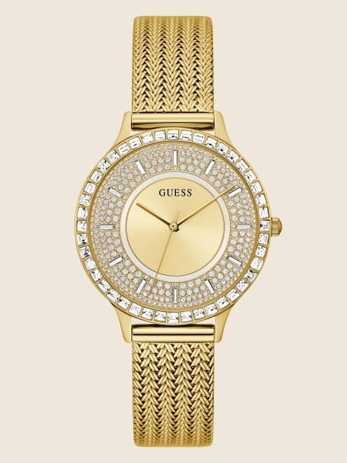Reloj Analogico De Malla Dorada Guess Multi