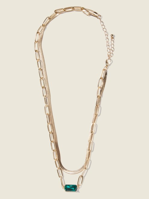Collar De Cadena Mixta En Capas Doradas Guess Gold