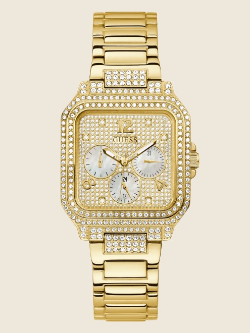 Reloj Multifunción Cuadrado Dorado Guess Dorado