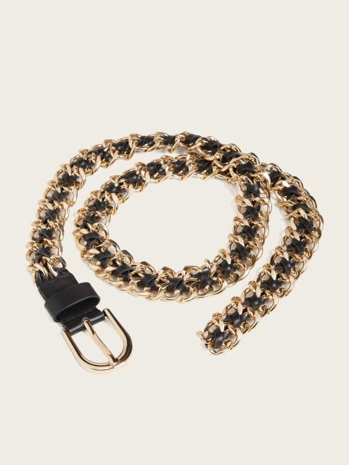 Cinturón Con Lengüeta De Cadena Mixta Adivinar Negro