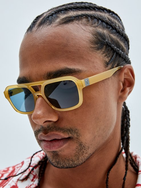 Guess Originals Gafas De Sol De Aviador Beige Brillante/marron