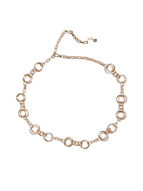 Cinturón Plateado Con Cadena En Tono Dorado