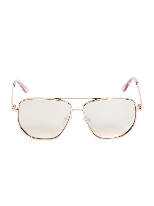 Gafas De Sol Estilo Aviador Kelly Oro Rosa Brillante/burdeos Guess