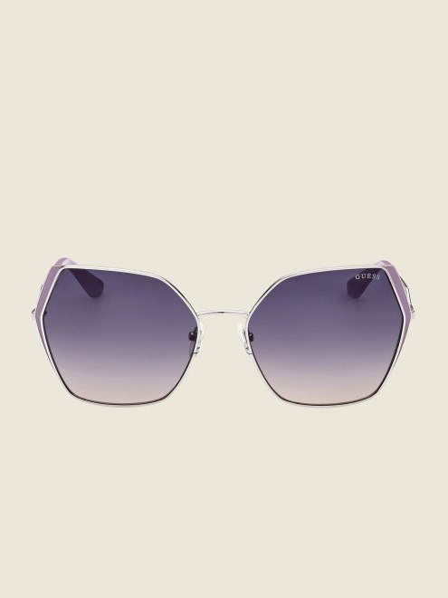 Gafas De Sol Geometricas De Metal Extragrandes Guess Wht/plata