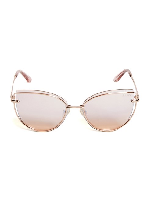 Lentes De Sol Cat Eye En Oro Rosa Con Aros