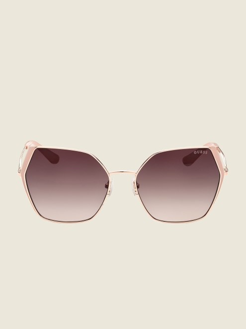 Gafas De Sol Geometricas De Metal Extragrandes Guess Oro Rosa