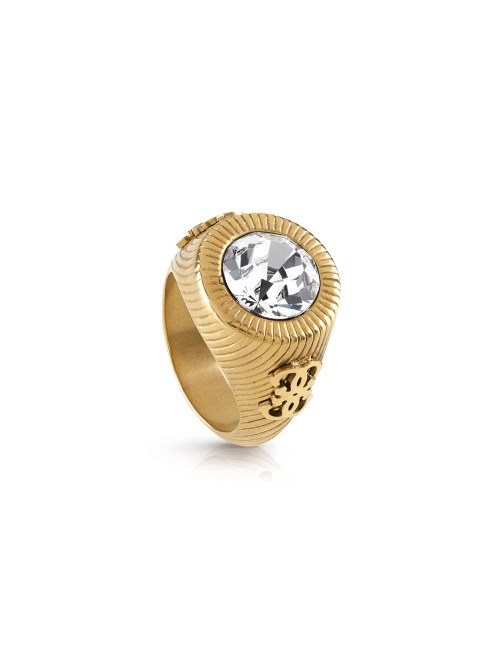 Anillo Con Logo De Cristal En Tono Dorado - Tamaño 6 Ag Adivinar