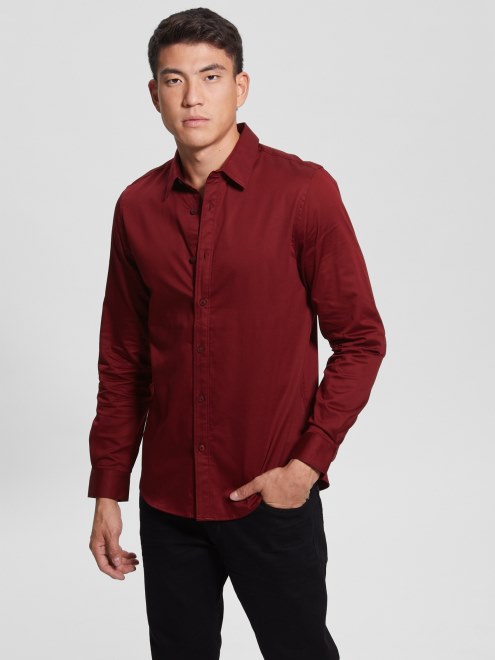 Camisa Elastica De Lujo Vino Guess