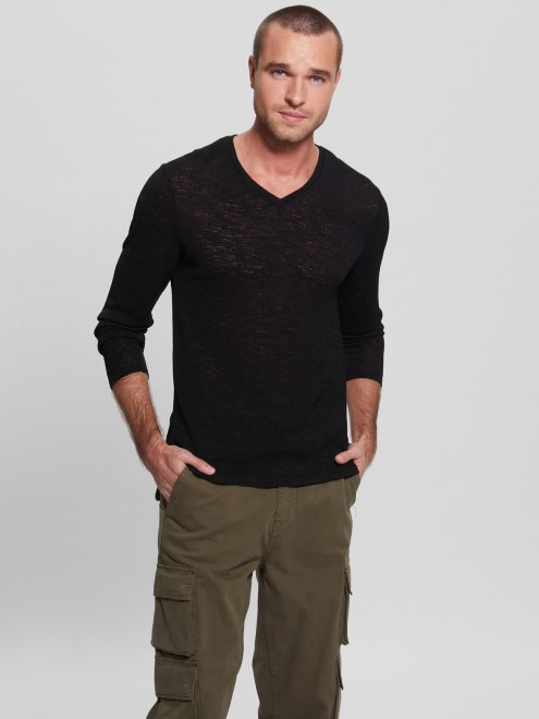 Camiseta De Gasa De Manga Larga Guess Negro Azabache