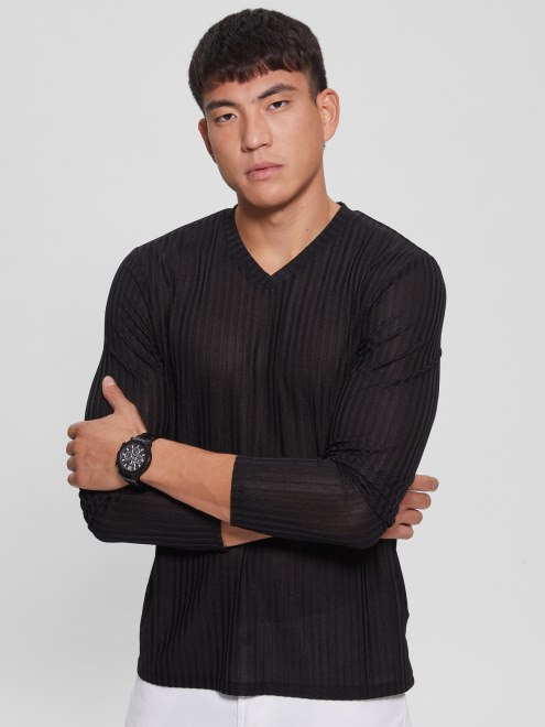 Camiseta De Punto Con Cuello En V De Warehouse Guess Jet Black