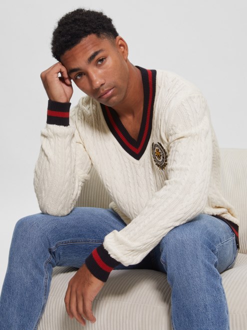 Sudadera Roderic Parche Remo Cable Adivinar Blanco Puro