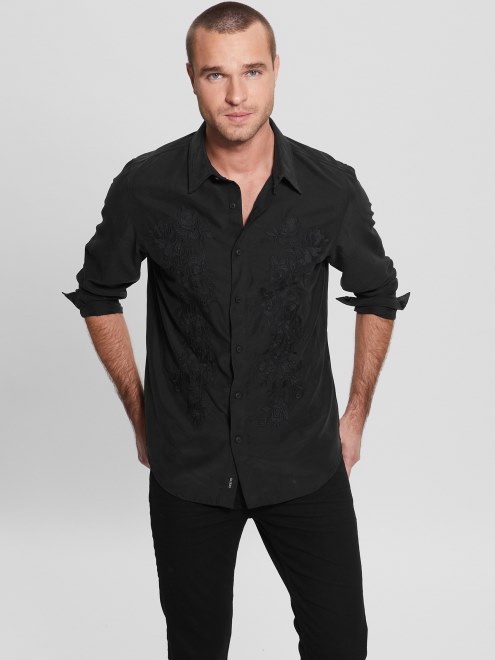 Camisa Con Bordados Guess Eco Negro Azabache