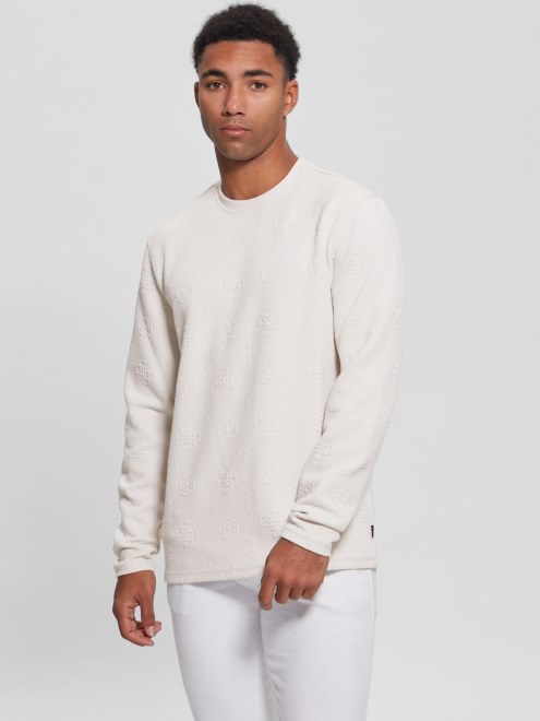 Camiseta De Manga Larga En Jacquard Con Logo De Guess Eco Guess Jacquard De Peonía Ston