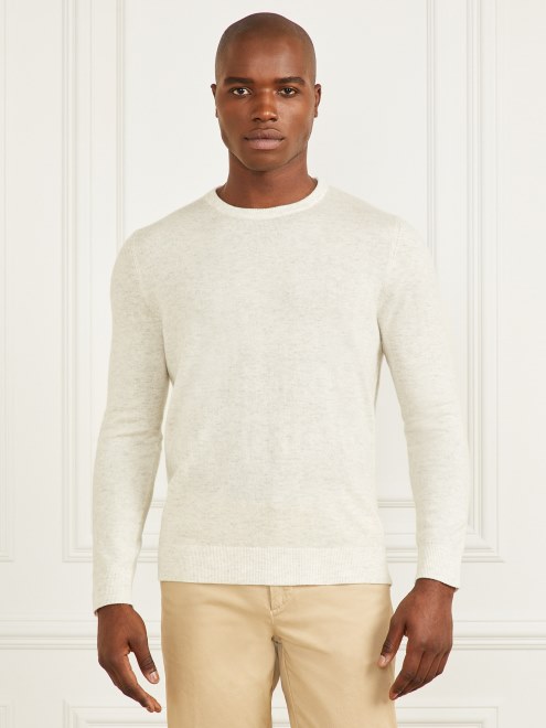 Jersey De Cuello Redondo En Mezcla De Cachemir Jaspeado Blanco Guess