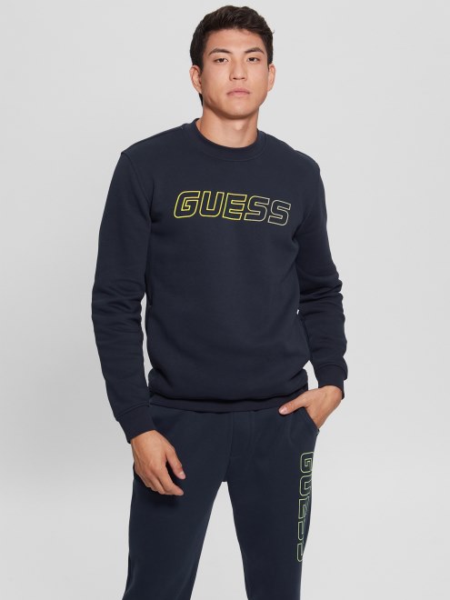 Sudadera Azul Seda Eco Boniface Logo Guess