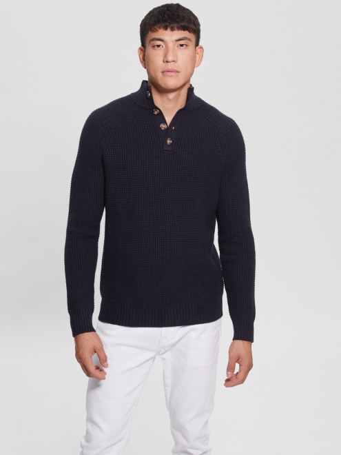 Jersey Azul Elegante Eco Tejido Gofre Adivinar