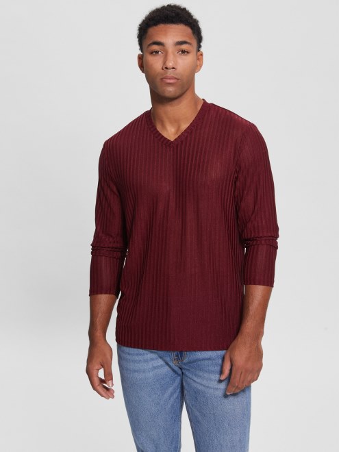 Camiseta De Punto Con Cuello En V De Guess Vino Warehouse