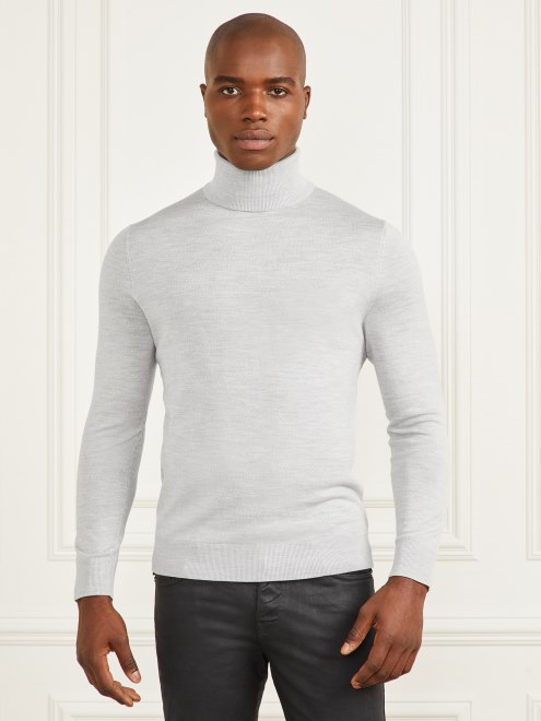 Jersey De Cuello Vuelto De Lana Merino De Brezo De Piedra Clara