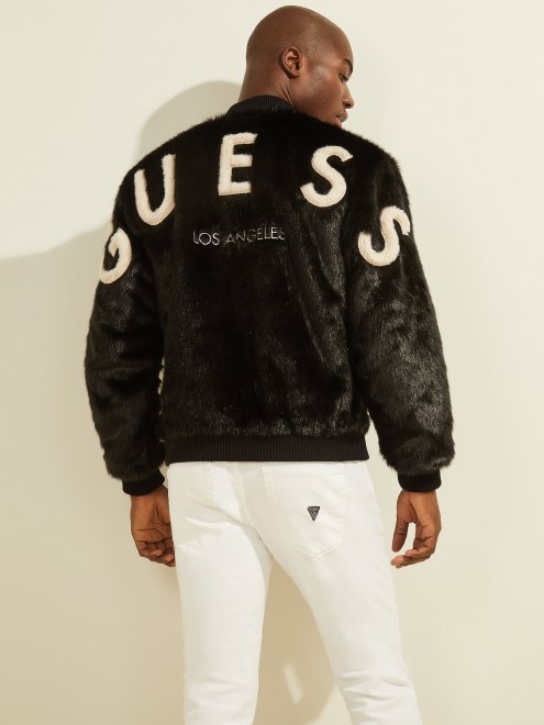 Guess Chaqueta Extragrande De Piel Sintetica Negra