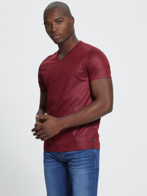 Mason Yoke Camiseta Con Cuello En V Vino Guess
