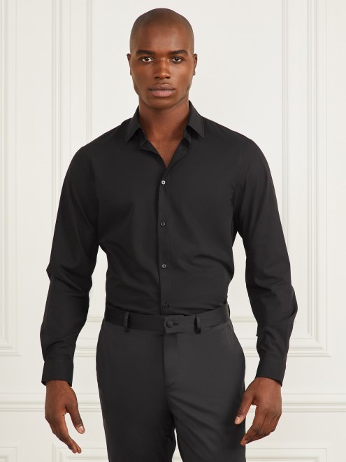 Camisa En Negro Azabache De Guess Jacob Con Muescas En Los Puños