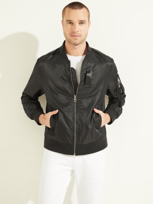 Chaqueta De Vuelo De Nailon Negro Azabache