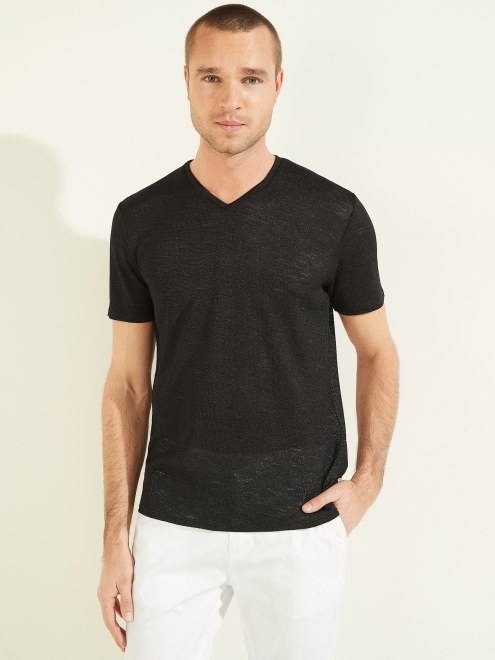 Guess Camiseta De Gasa Negra Con Cuello De Pico