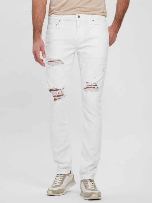 Jeans Ajustados Guess Blanco Optic Destroy Eco Destruidos