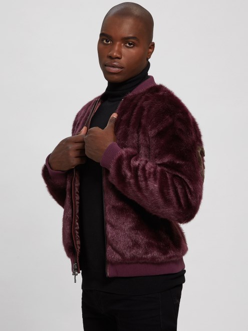 Chamarra De Vuelo Con Logo De Piel Sintética Guess Regal Plum