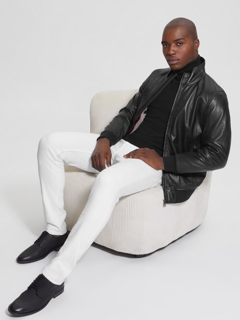 Guess Chaqueta De Cuero Suave Negro Azabache