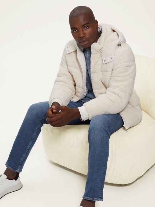 Chaqueta Acolchada De Peluche Silenciada Piedra Adivinar