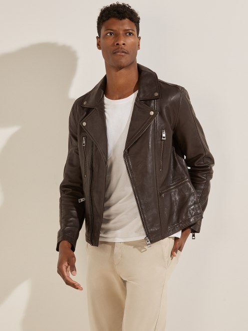 Chaqueta Biker De Cuero Con Diseño De Brownie De Chocolate