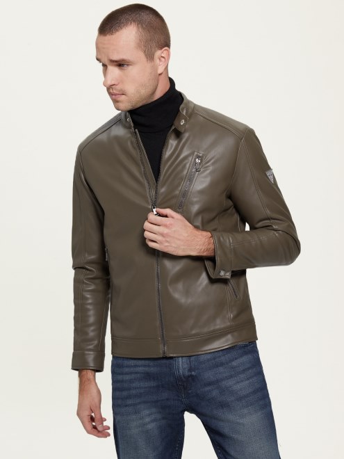 Chaqueta Biker De Piel Sintetica General Marron Guess