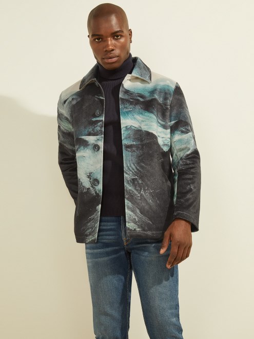 Chamarra Con Estampado De Vaca De Montaña Oscura