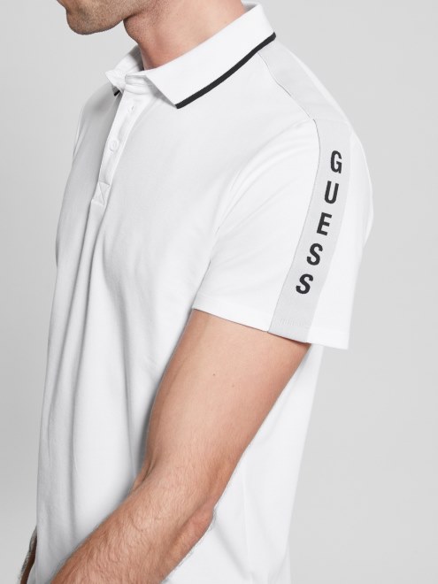 Polo Blanco Puro Con Cinta De Piqué De Guess Paul