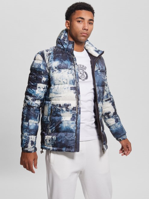 Chaqueta Acolchada Eco Ultraligera Pintura Azul Estampado Aop Adivinar